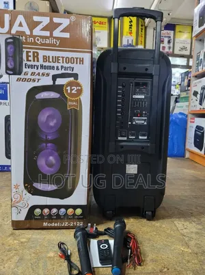 JZ-2122 Dual 12-Inch Bluetooth Party Speaker With Wireless Microphones