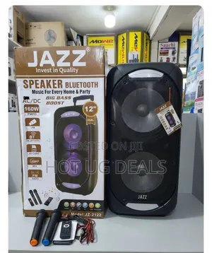JZ-2122 Dual 12-Inch Bluetooth Party Speaker With Wireless Microphones