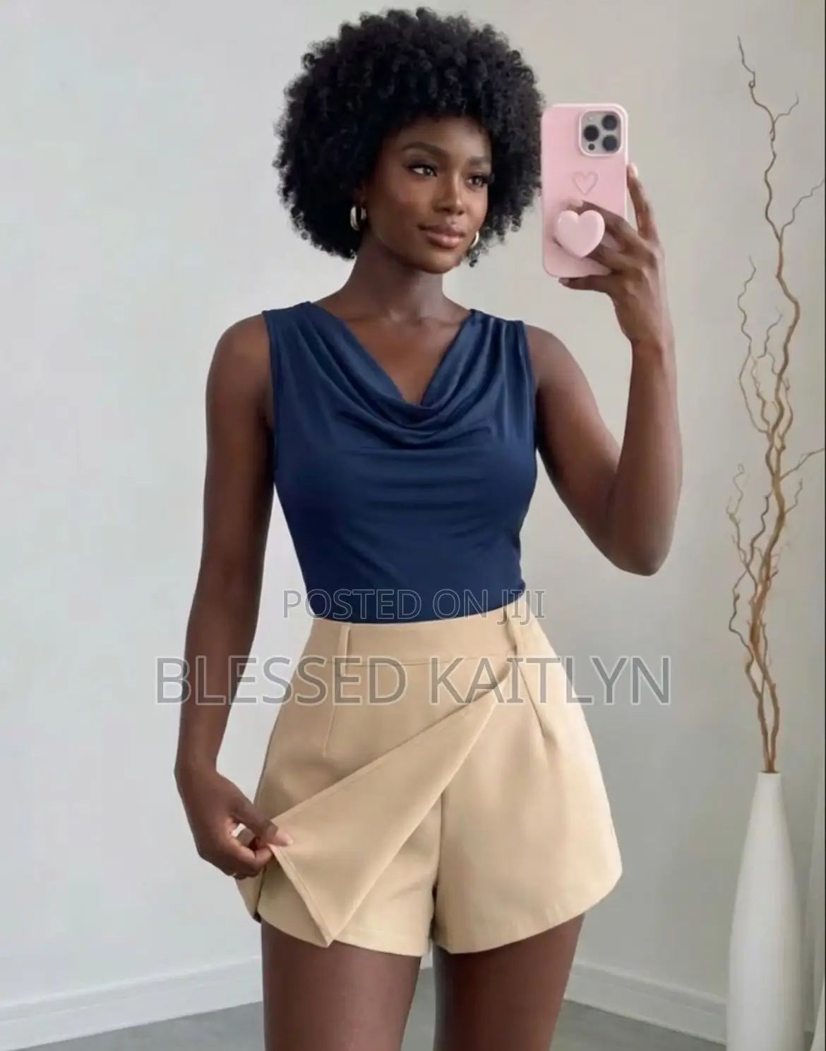 Sleeveless Cowl Neck Top& Tailored Wrap-Style Mini Skort