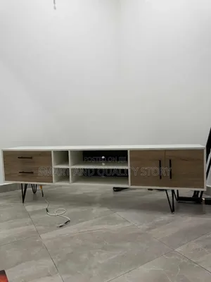 White Tvstand/Wooden TV Stand Unit With Shelves White