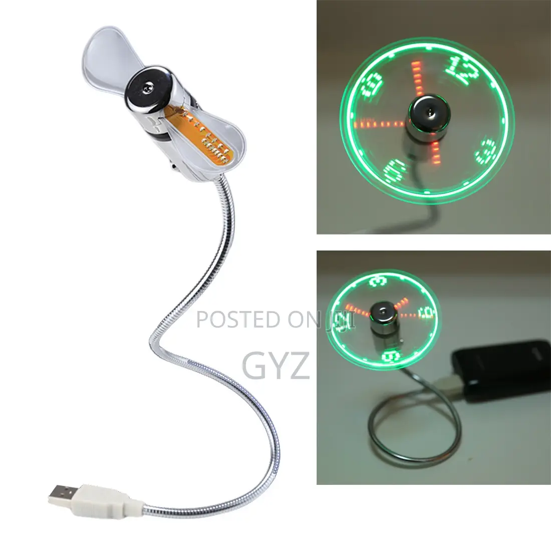Fan With Time Display USB Clock