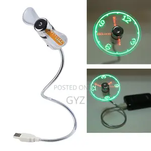 Fan With Time Display USB Clock
