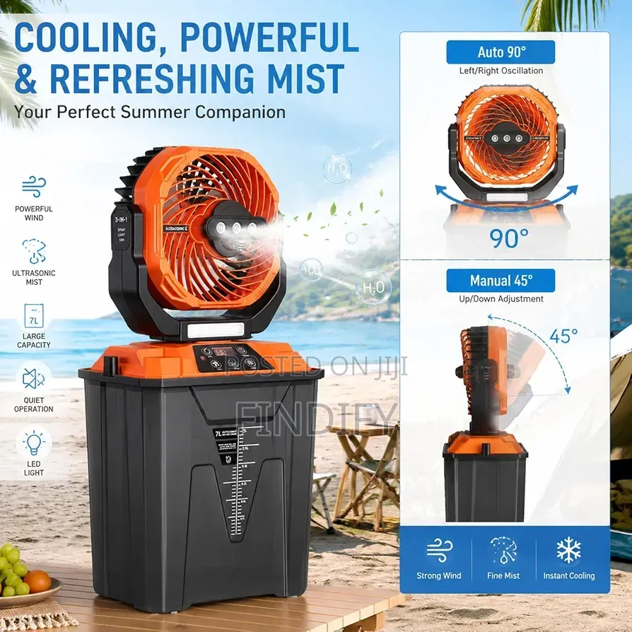 Portable Misting Fan for Outside, 20000mAh Rechargeable Camping Fan