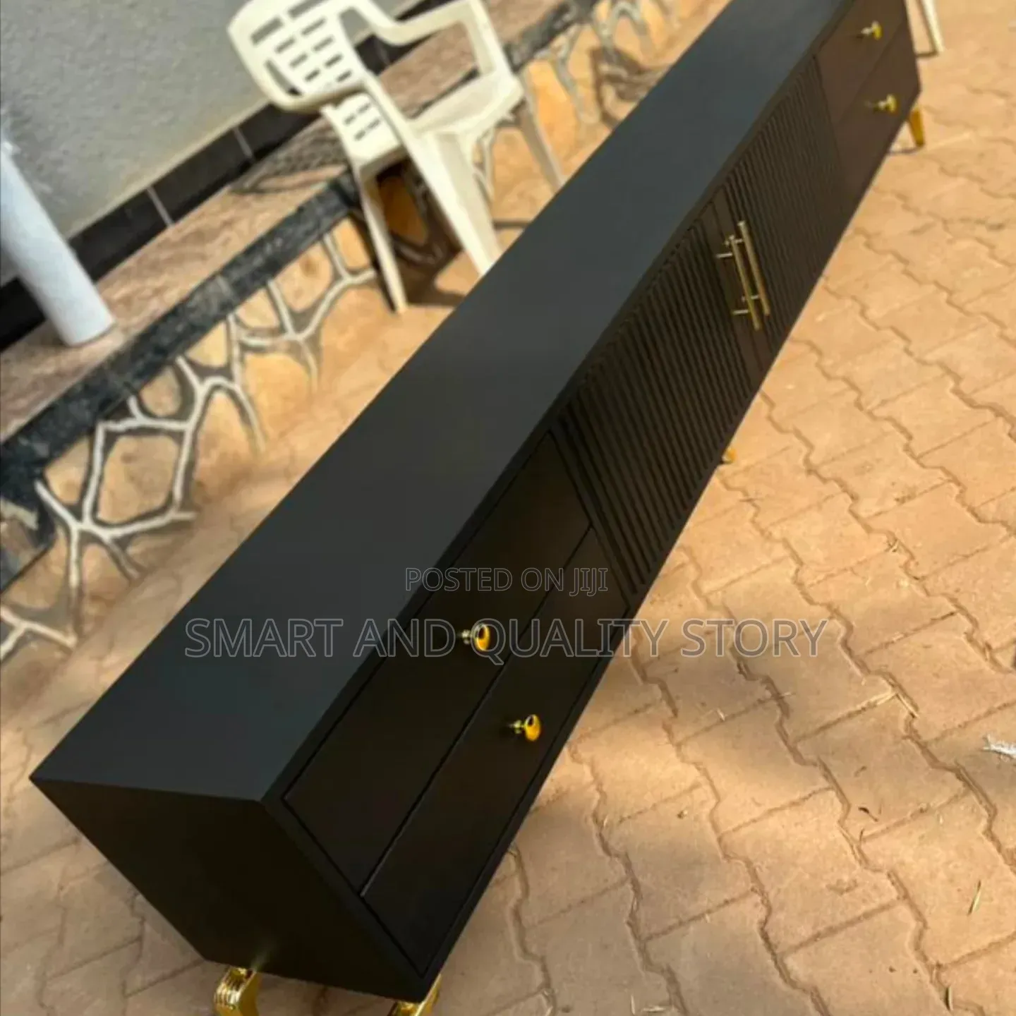 Black Tvstand 1.8m TV Stands Bianca Wall With Drowers