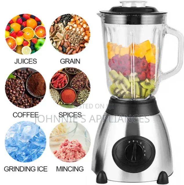 (2in1)Stainless Steel Blender With Glass Jar and Grinder Attachment