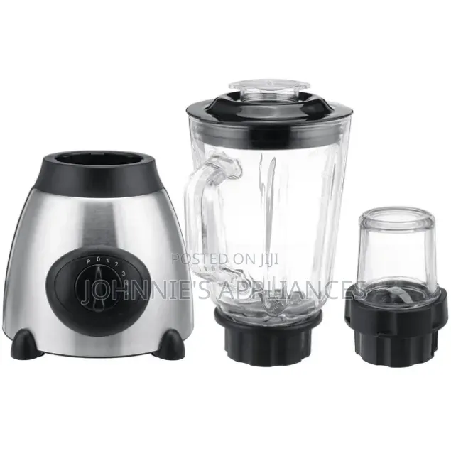 (2in1)Stainless Steel Blender With Glass Jar and Grinder Attachment