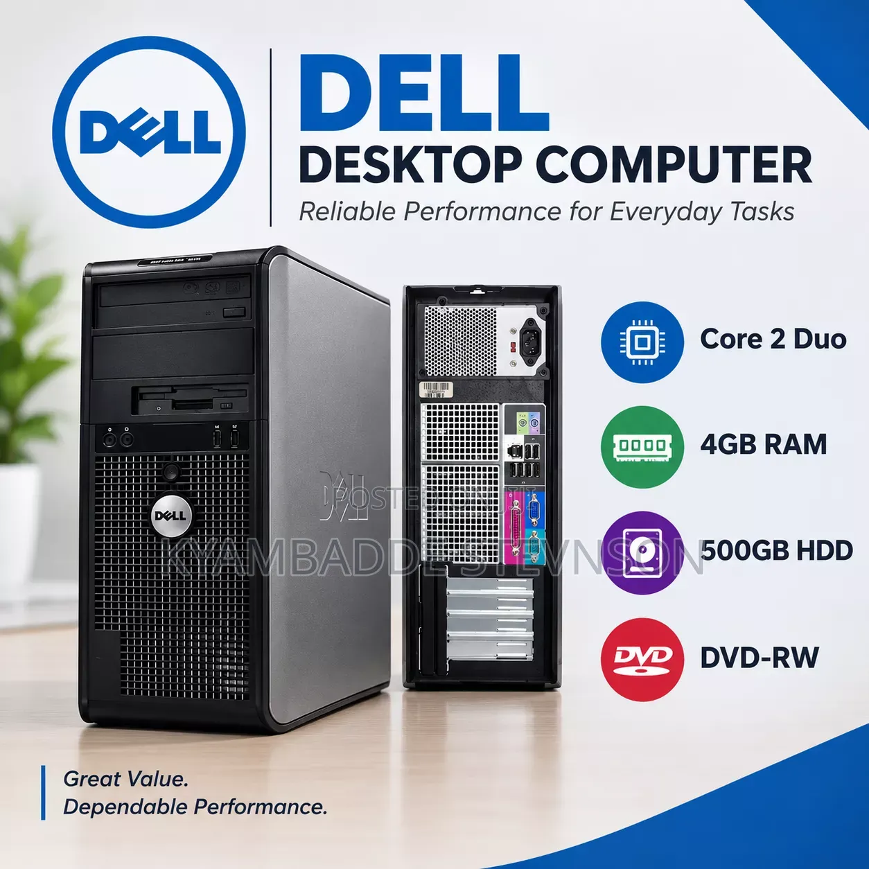 Desktop Computer Dell OptiPlex 380 4GB Intel Core 2 Duo HDD 500GB