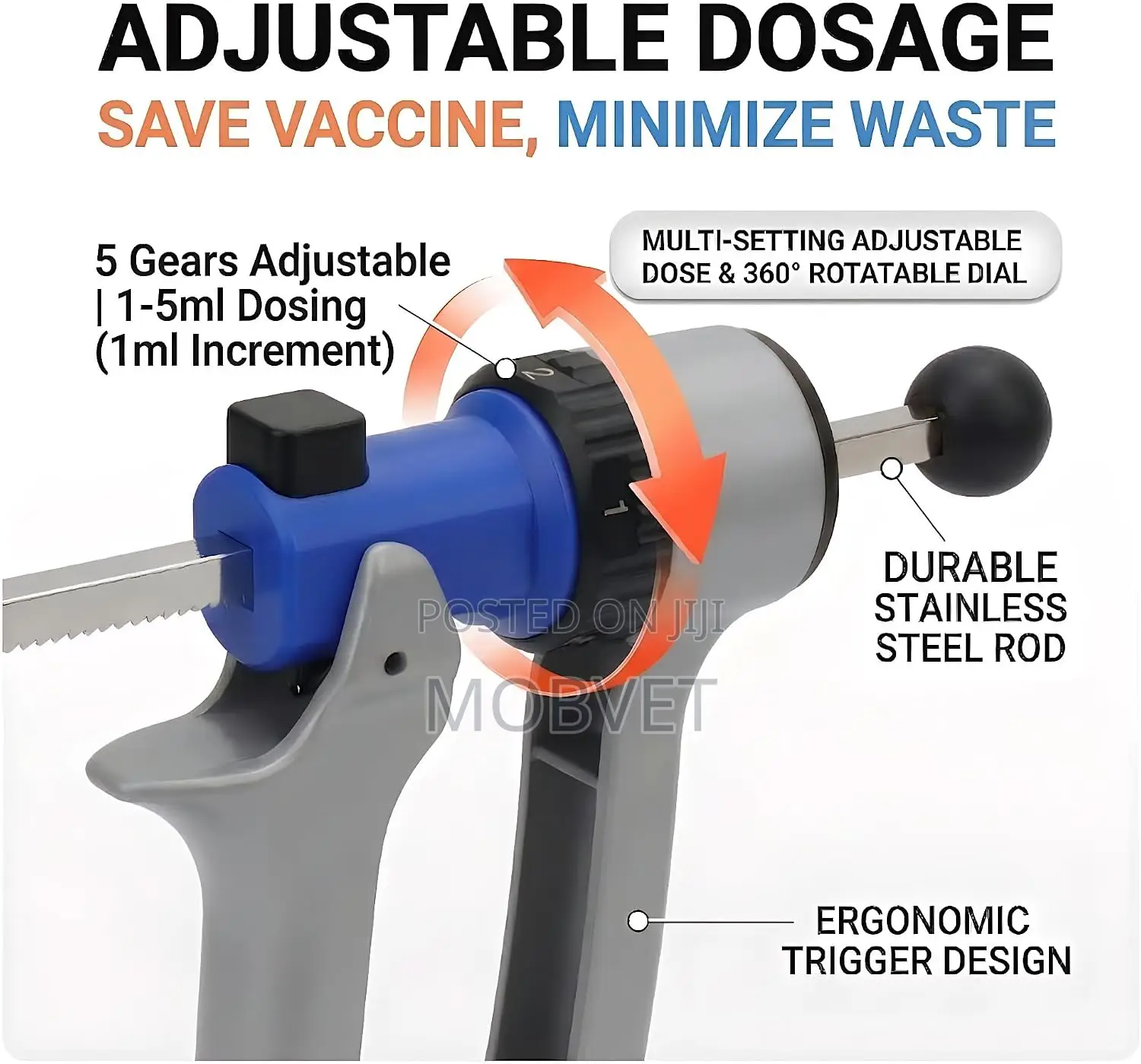 50ml Automatic Revolver Veterinary Syringe With Spare Barrel