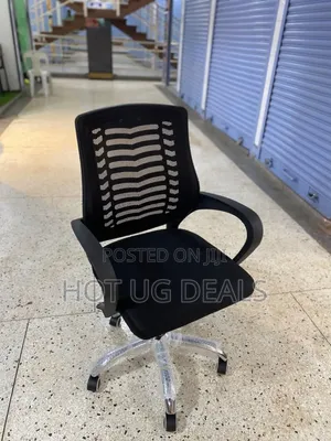 Ergonomic Mid-Back Mesh Office Chair With Chrome Swivel Base – Black