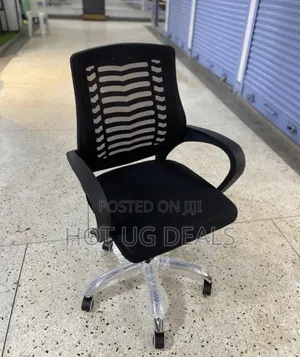 Ergonomic Mid-Back Mesh Office Chair With Chrome Swivel Base – Black