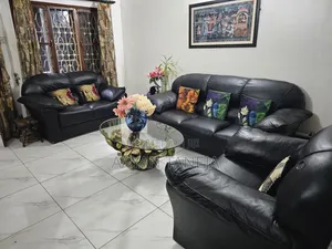 Black Leather Sofa Set for Sale