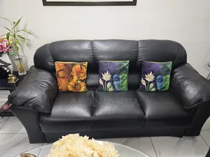 Black Leather Sofa Set for Sale