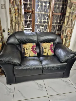 Black Leather Sofa Set for Sale