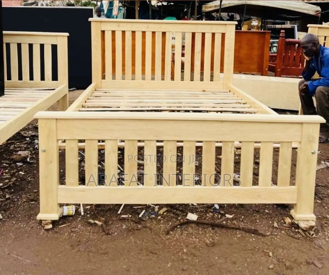 Nice Light-Colored Wooden Bed Frame in Good Condition