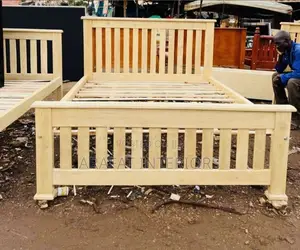 Nice Light-Colored Wooden Bed Frame in Good Condition