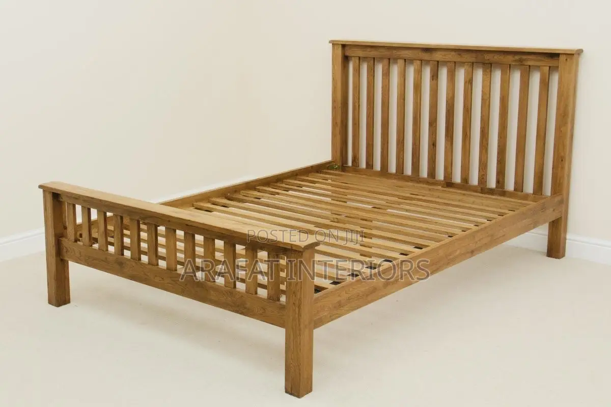Modern White Wooden Slat Bed Frame