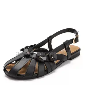 Ladies Stylish Flat Sandals Bow and Flower Design