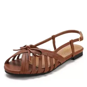 Ladies Stylish Flat Sandals Bow and Flower Design