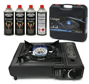 2 in 1 Portable Gas Cooker Outdoor Camp Stove + 4 Butane Gas