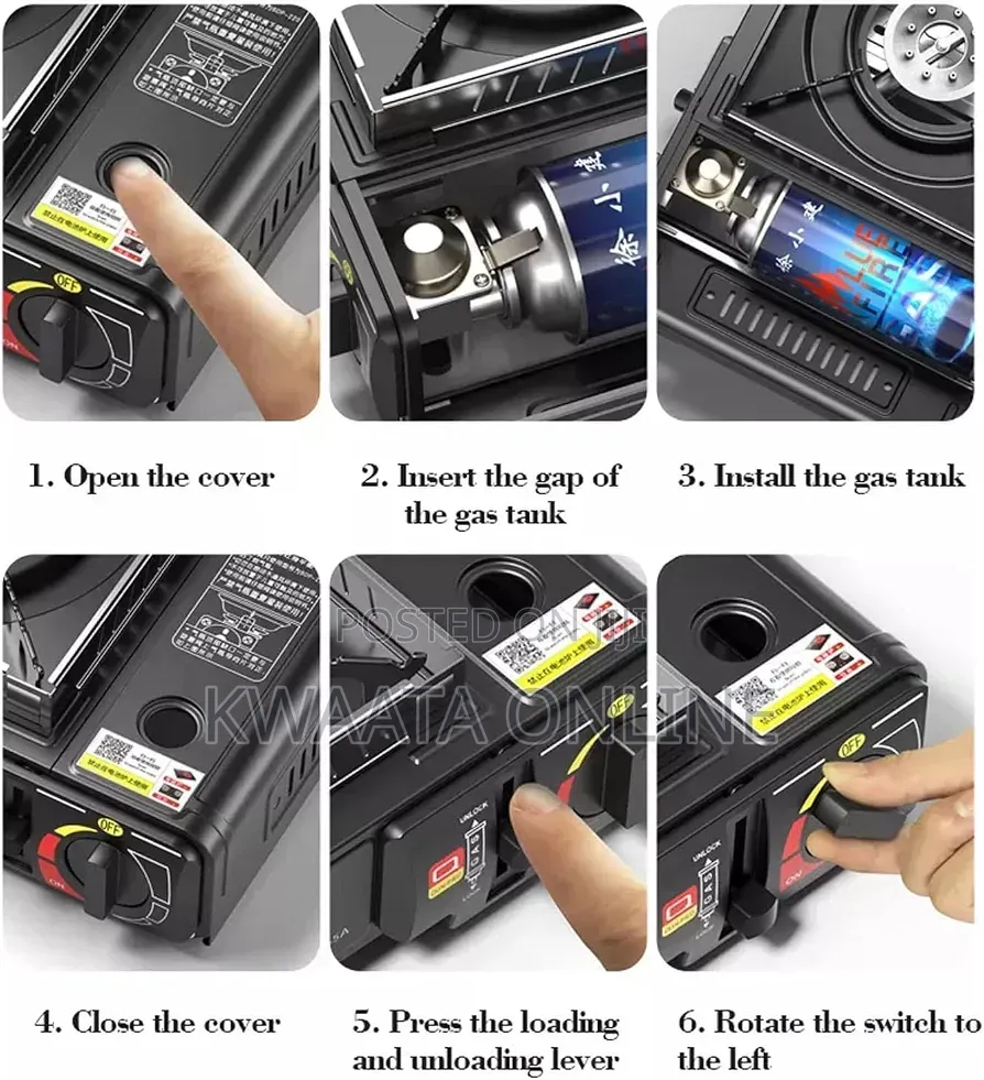 2 in 1 Portable Gas Cooker Outdoor Camp Stove + 4 Butane Gas