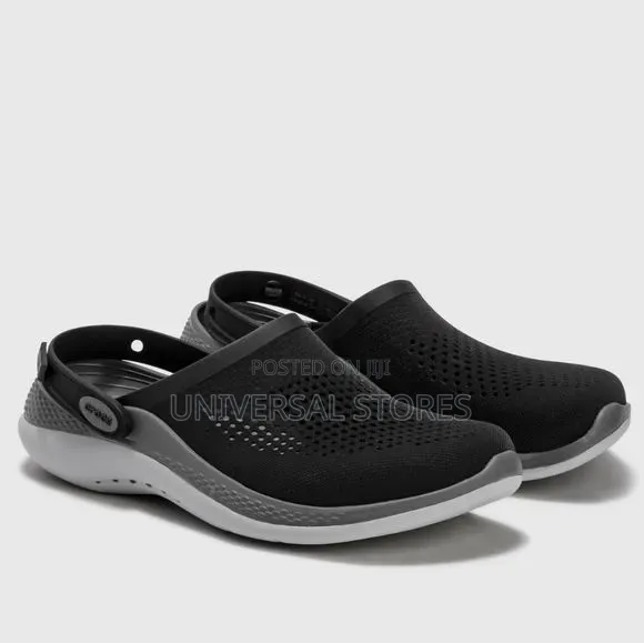 Crocs LiteRide 360 Clogs in Black and Slate Grey.