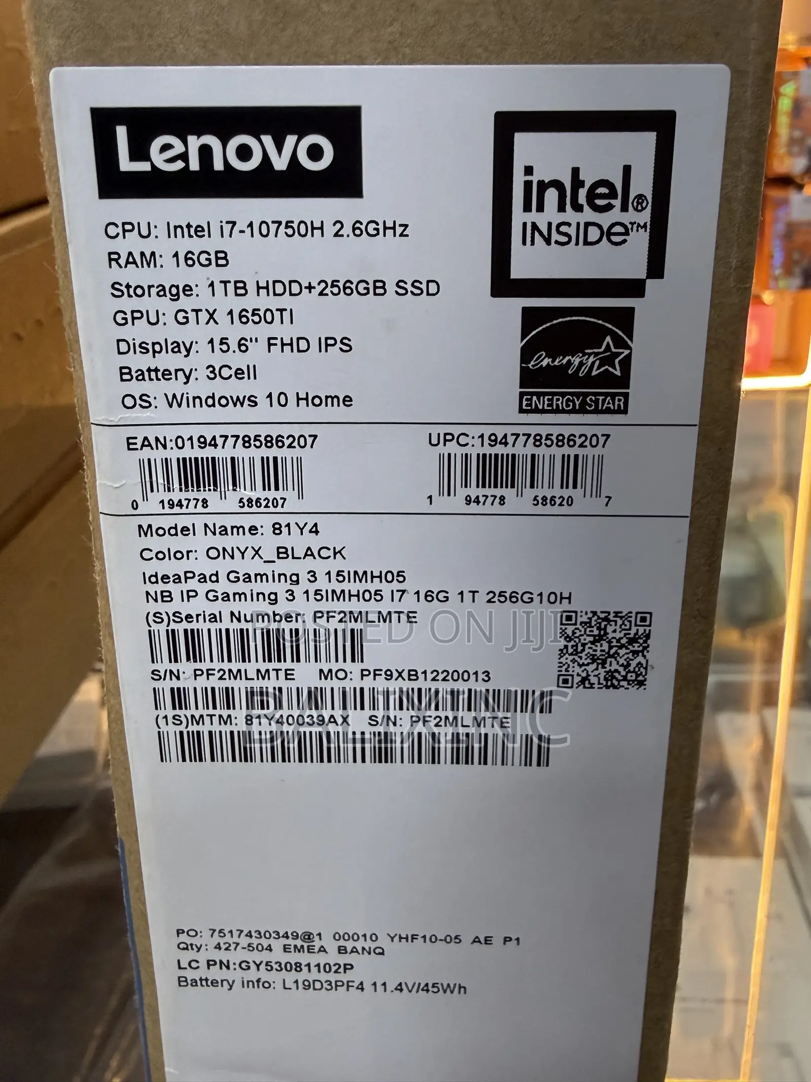 New Laptop Lenovo Ideapad Gaming 3 16GB Intel Core i7 SSD 256GB