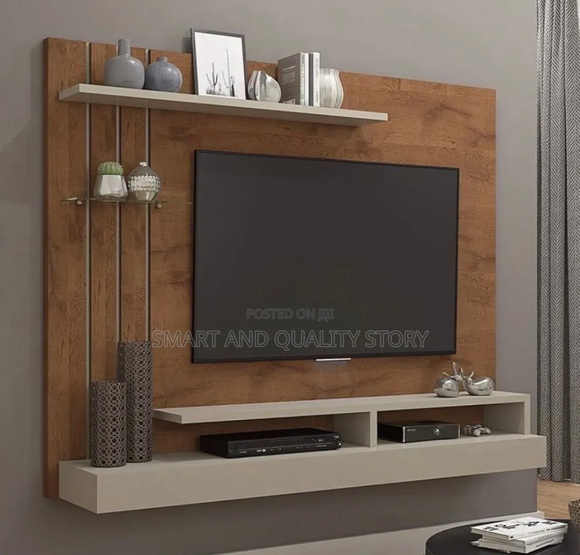 TV-Stand -Wall- Unit- TV- Stands- White -and -Brown- Colors