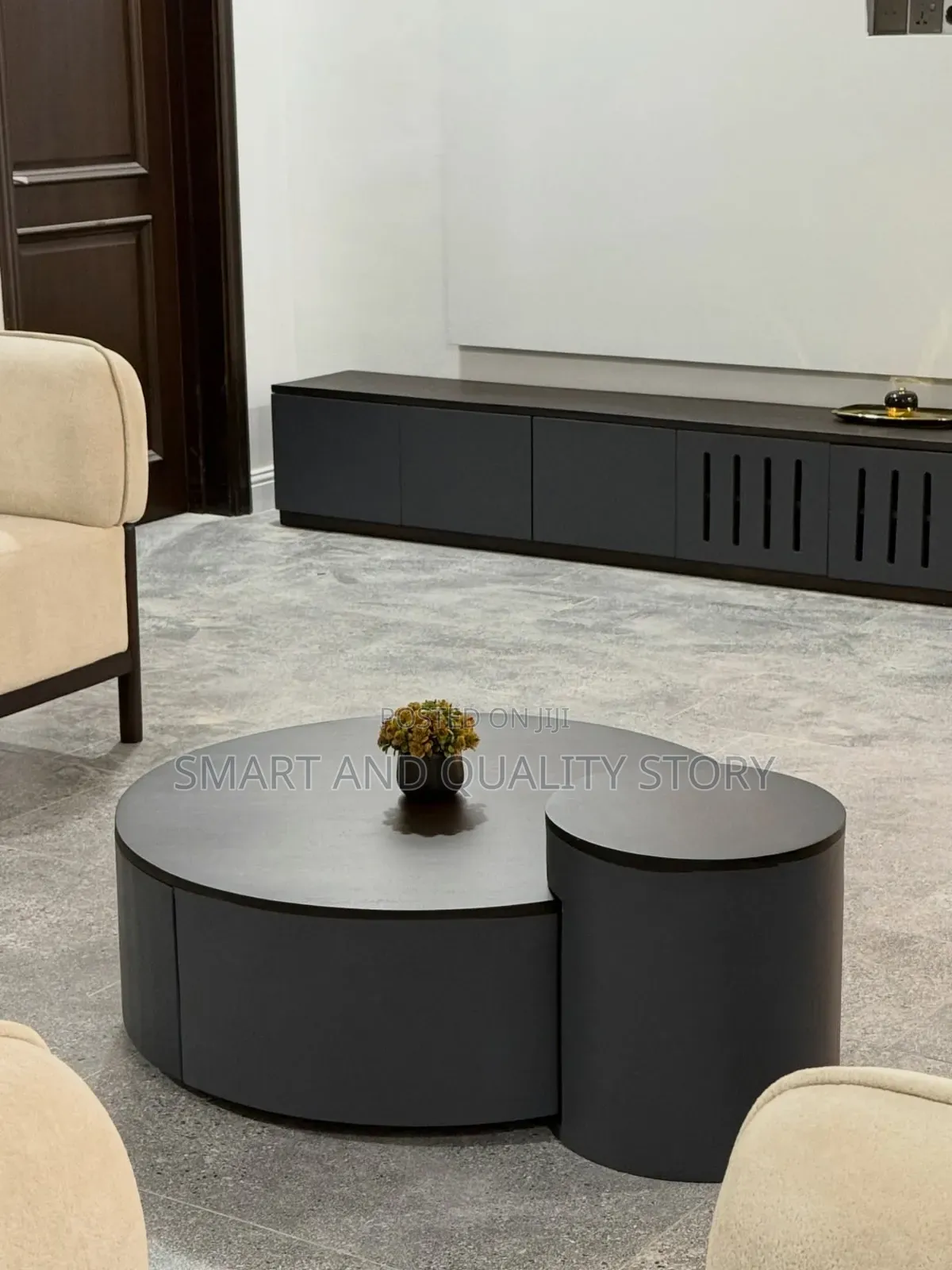 Black -TV-Stand- And- Center- Tables- Wall- Street