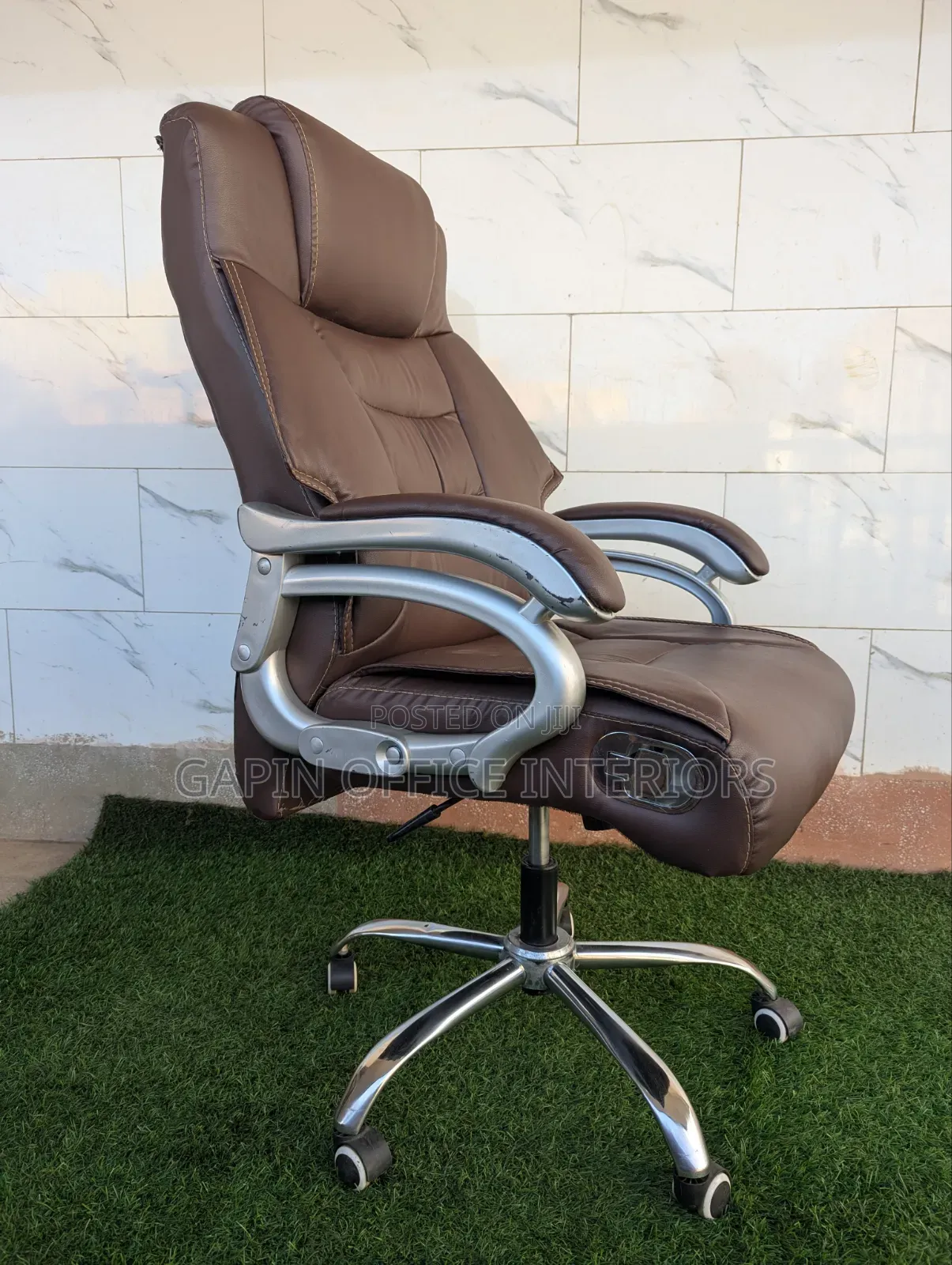 Refurbished Brown Executive Office Chair, Adjustable Height
