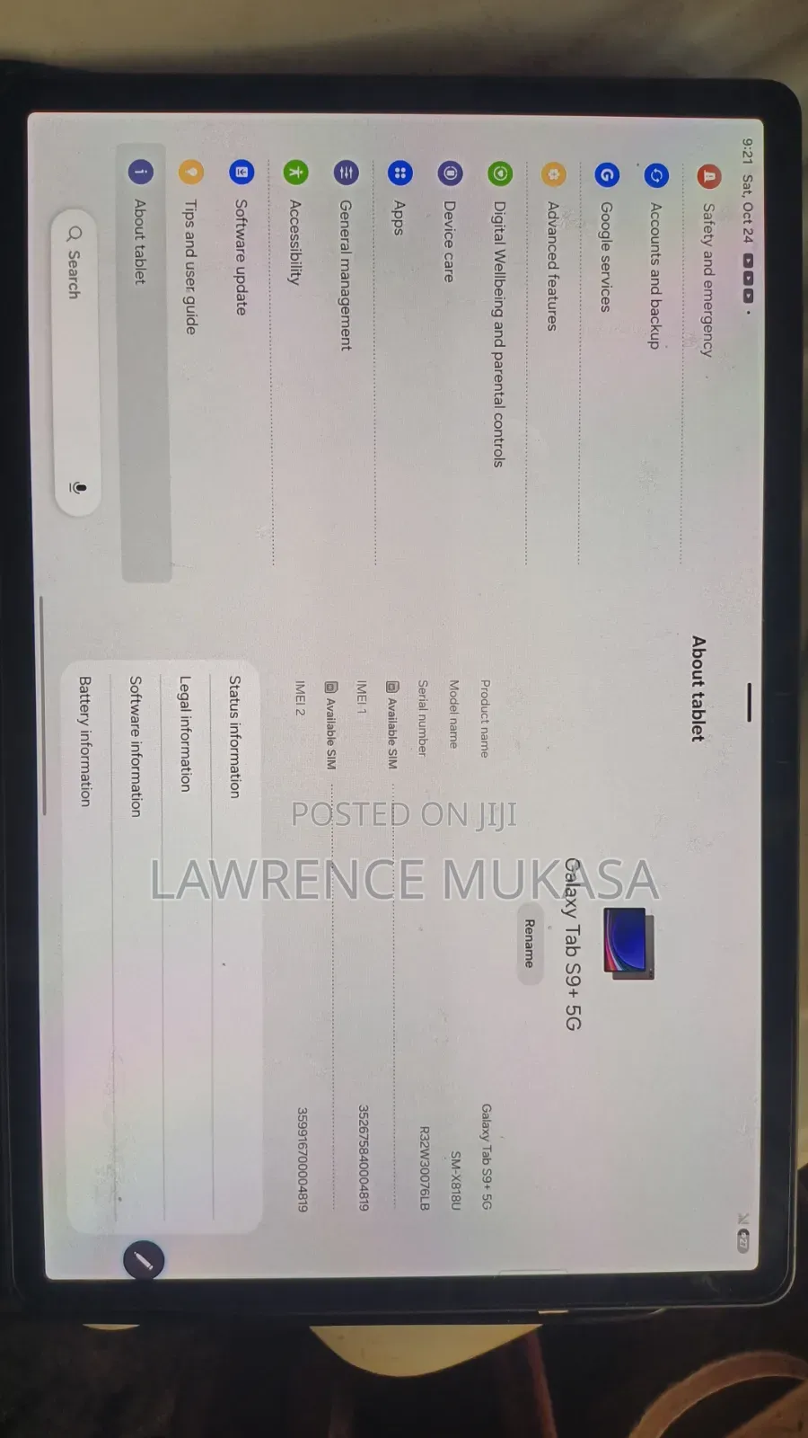 Samsung Galaxy Tab S9+ 256 GB Black