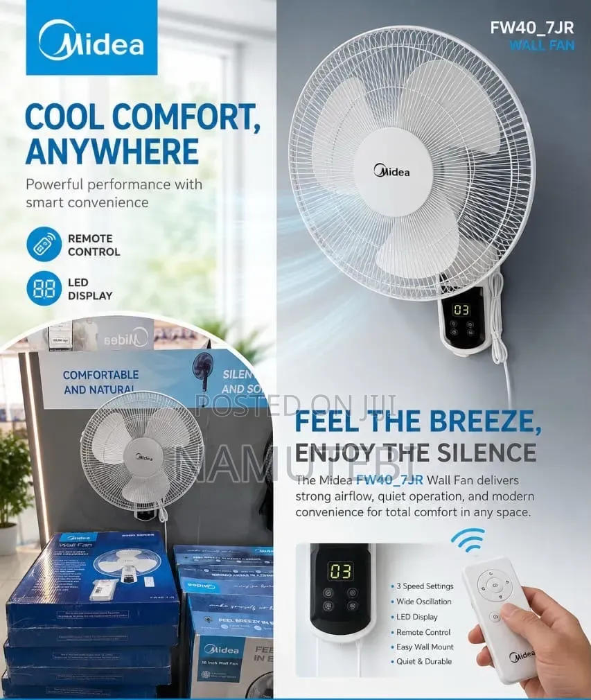 Midea 16 Inch Wall Fan With Remote