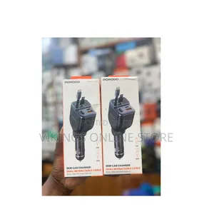 PORODO 65W Car Charger Dual Rectractabe Cable