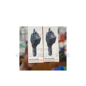 PORODO 65W Car Charger Dual Rectractabe Cable
