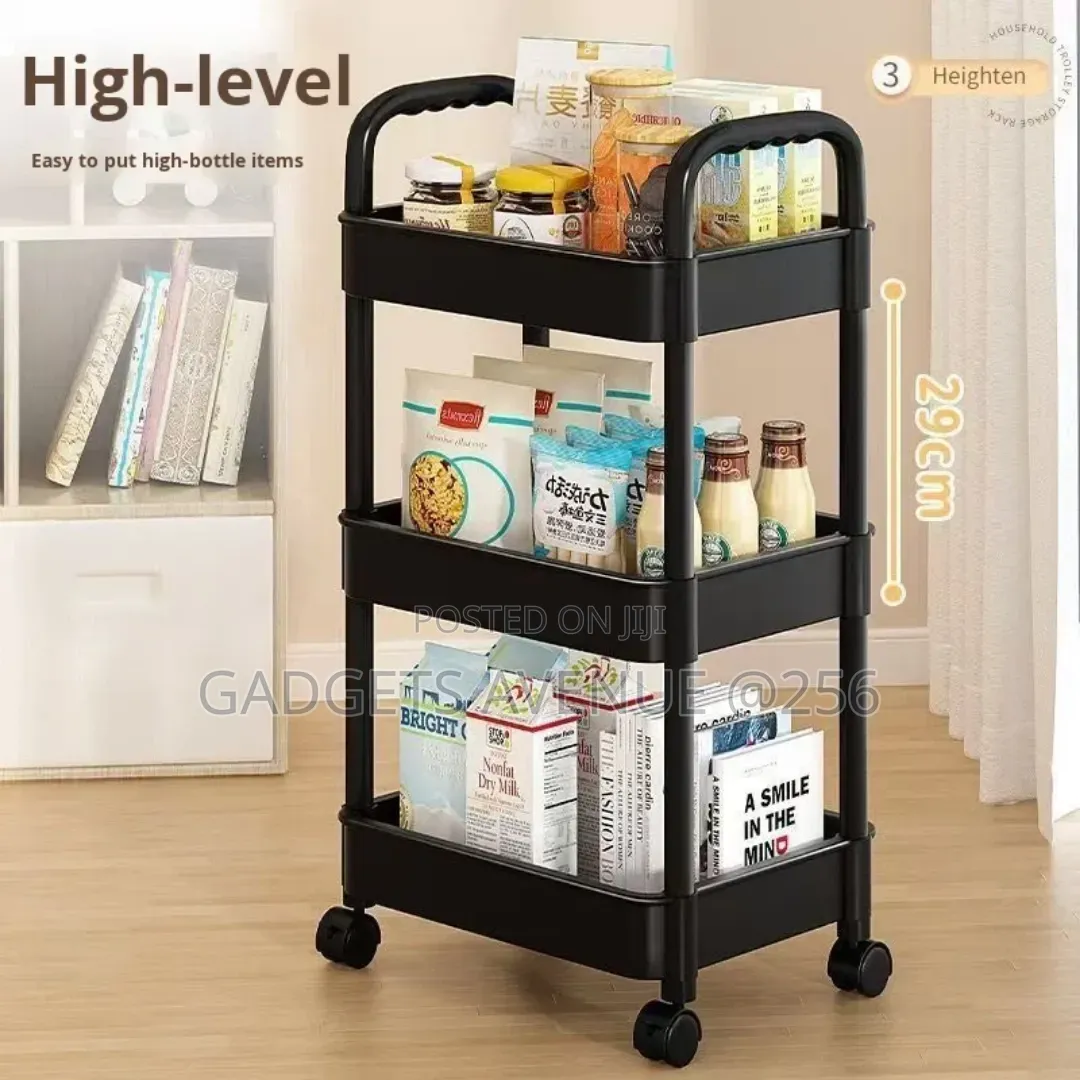 3-Tier White Plastic Rolling Utility Cart and Storage Shelf