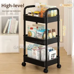 3-Tier White Plastic Rolling Utility Cart and Storage Shelf