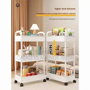 3-Tier White Plastic Rolling Utility Cart and Storage Shelf