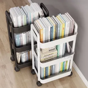 3-Tier White Plastic Rolling Utility Cart and Storage Shelf