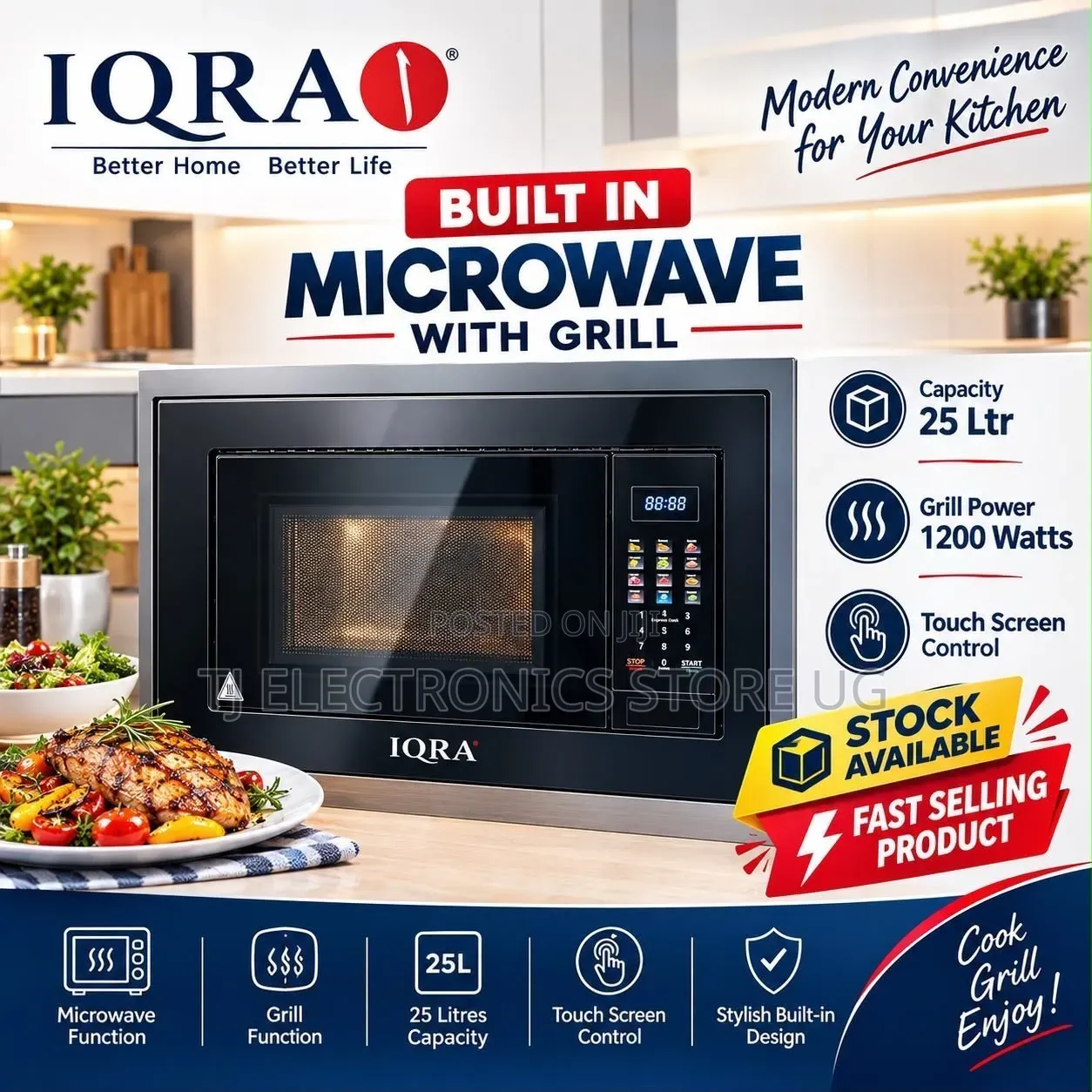 Iqra 25 Litre Inbuilt Microwave With Grill