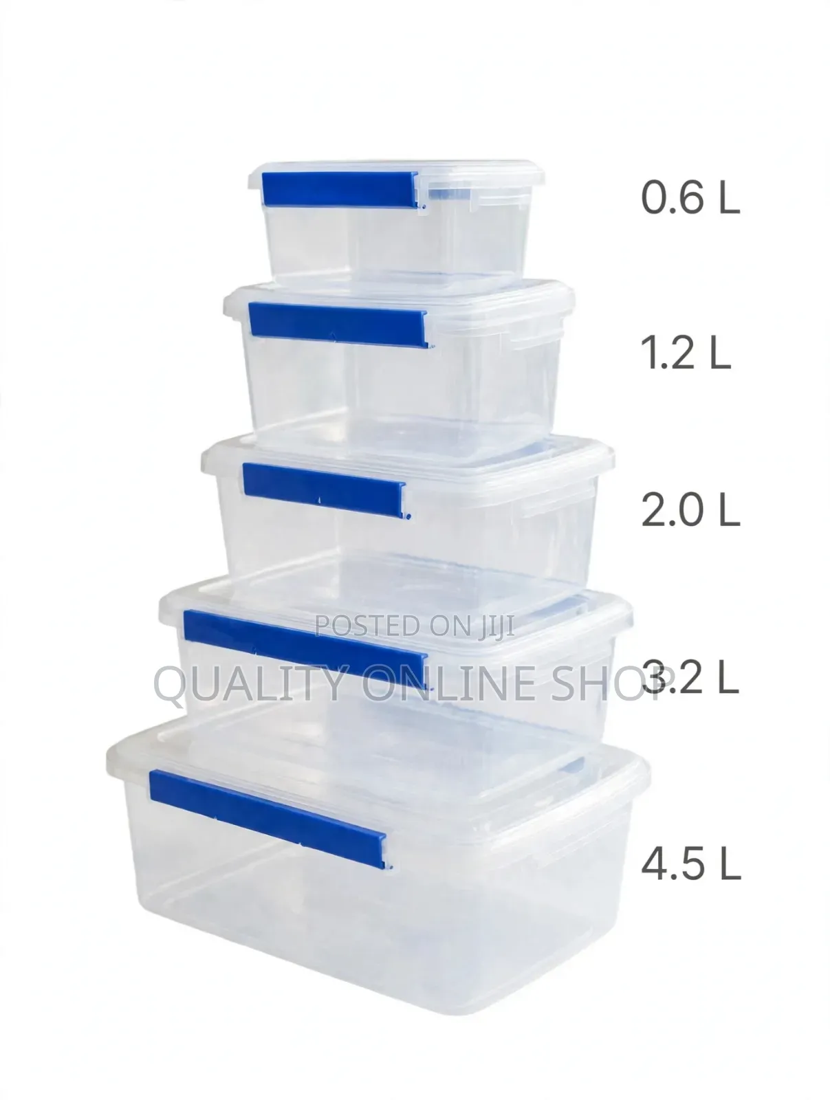 Blue Clip Lock Plastic Food Storage Containers