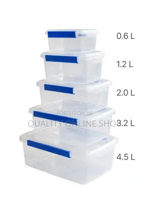 Blue Clip Lock Plastic Food Storage Containers