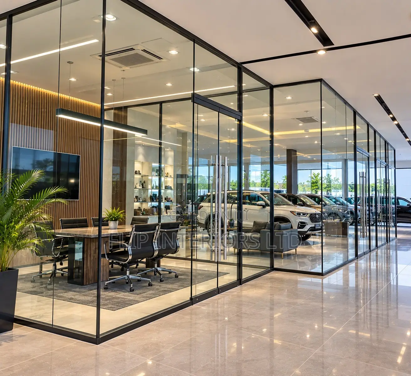 Modern Showroom Glass Partitions – Supply & Installation