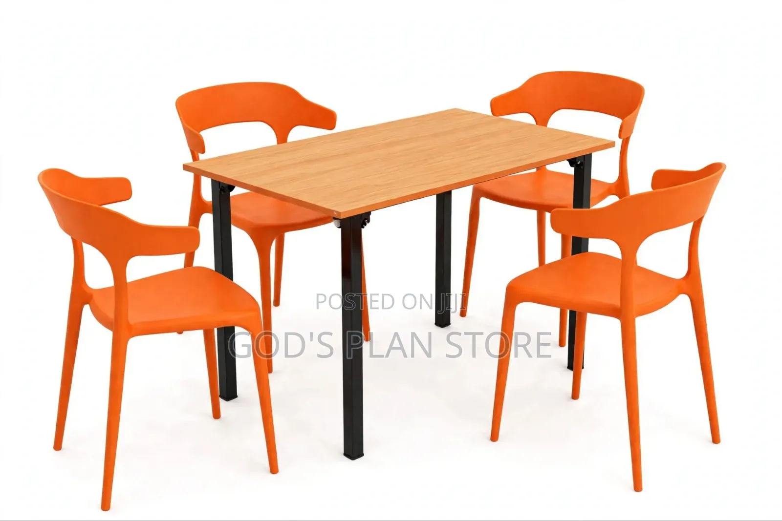 Wooden Dining Table With Stylish Plastic Chairs