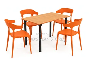 Wooden Dining Table With Stylish Plastic Chairs