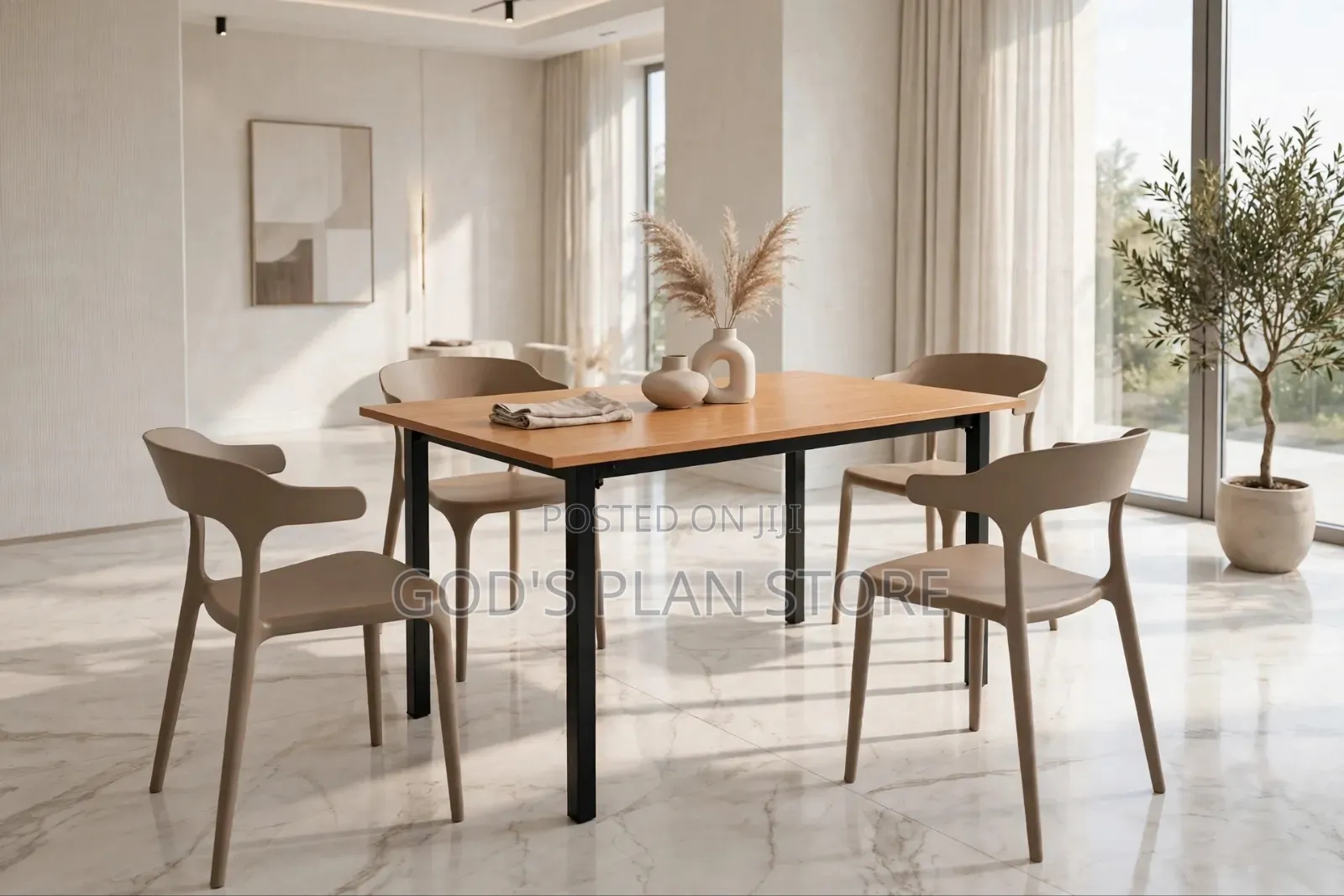 120cm by 60cm Wooden Foldable Dining Table and Chairs