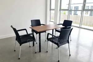 4people Dining Wooden Table and Metal Stand Plastic Chairs Set