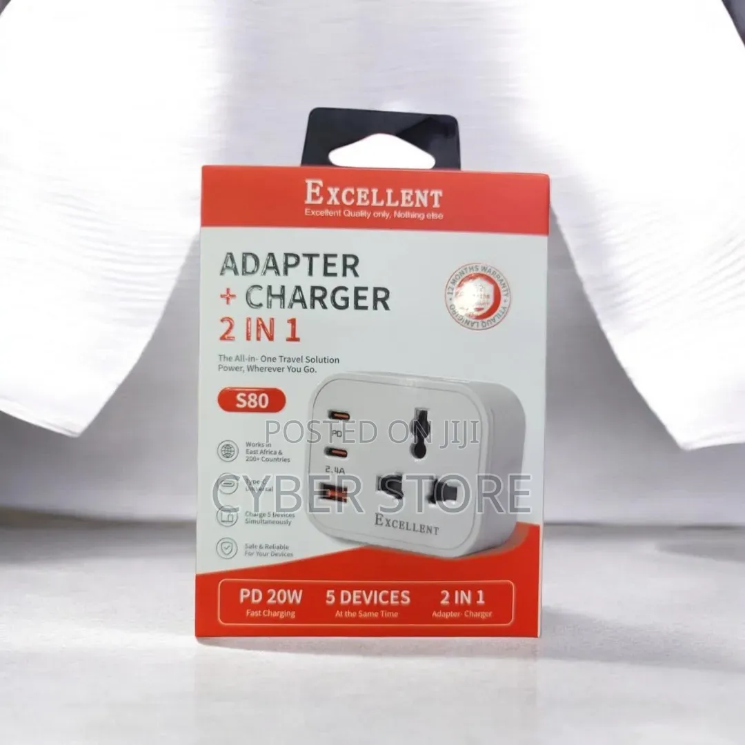 EXCELLENT S80 2-in-1 Universal Travel Adapter + Charger