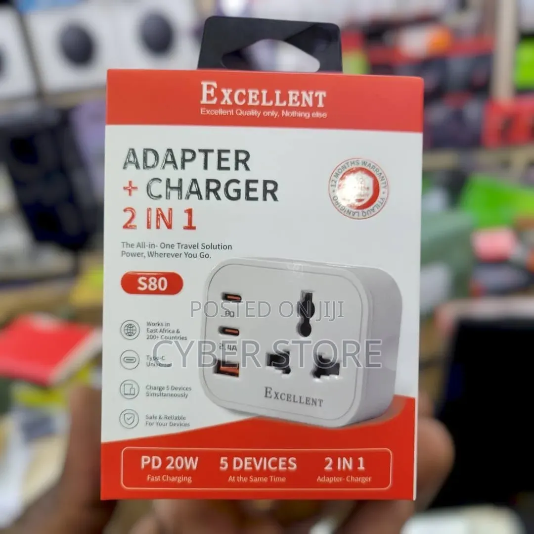 EXCELLENT S80 2-in-1 Universal Travel Adapter + Charger