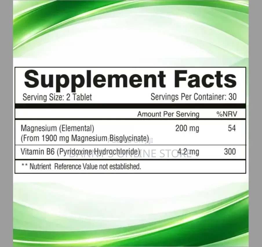 Magnesium Glycinate With Vitamin B6, 200mg, 60 Tablets