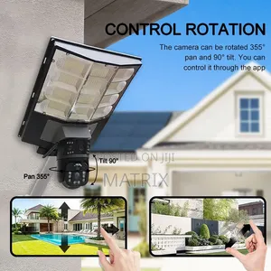 Solar Street Light Camera Outdoor, 12mp Dual Lens PTZ