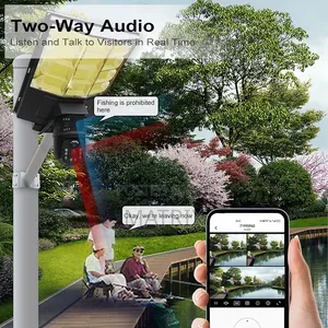 Solar Street Light Camera Outdoor, 12mp Dual Lens PTZ